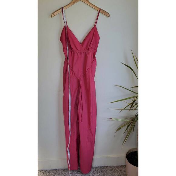 BCBG Maxazria Faux Wrap Wide Leg Jumpsuit - Pink - Picture 8 of 15